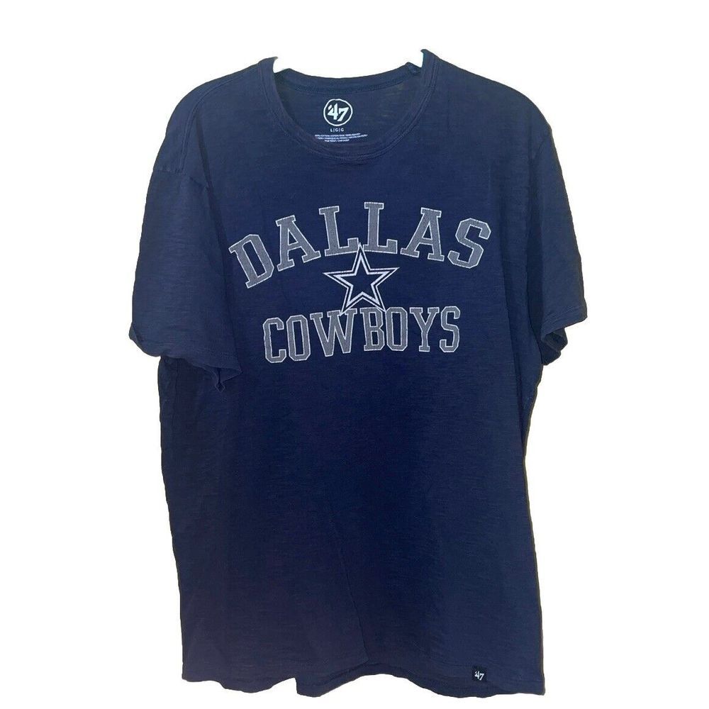 47 Brand ✨Dallas‎ Cowboys T Shirt Size Large Mens  Dark Blue Football ✨Vintage